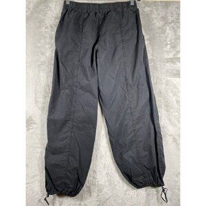 Zara Womens Y2K Baggy Cargo Pants Tapered Jogger Cinch Hem Black Size Small